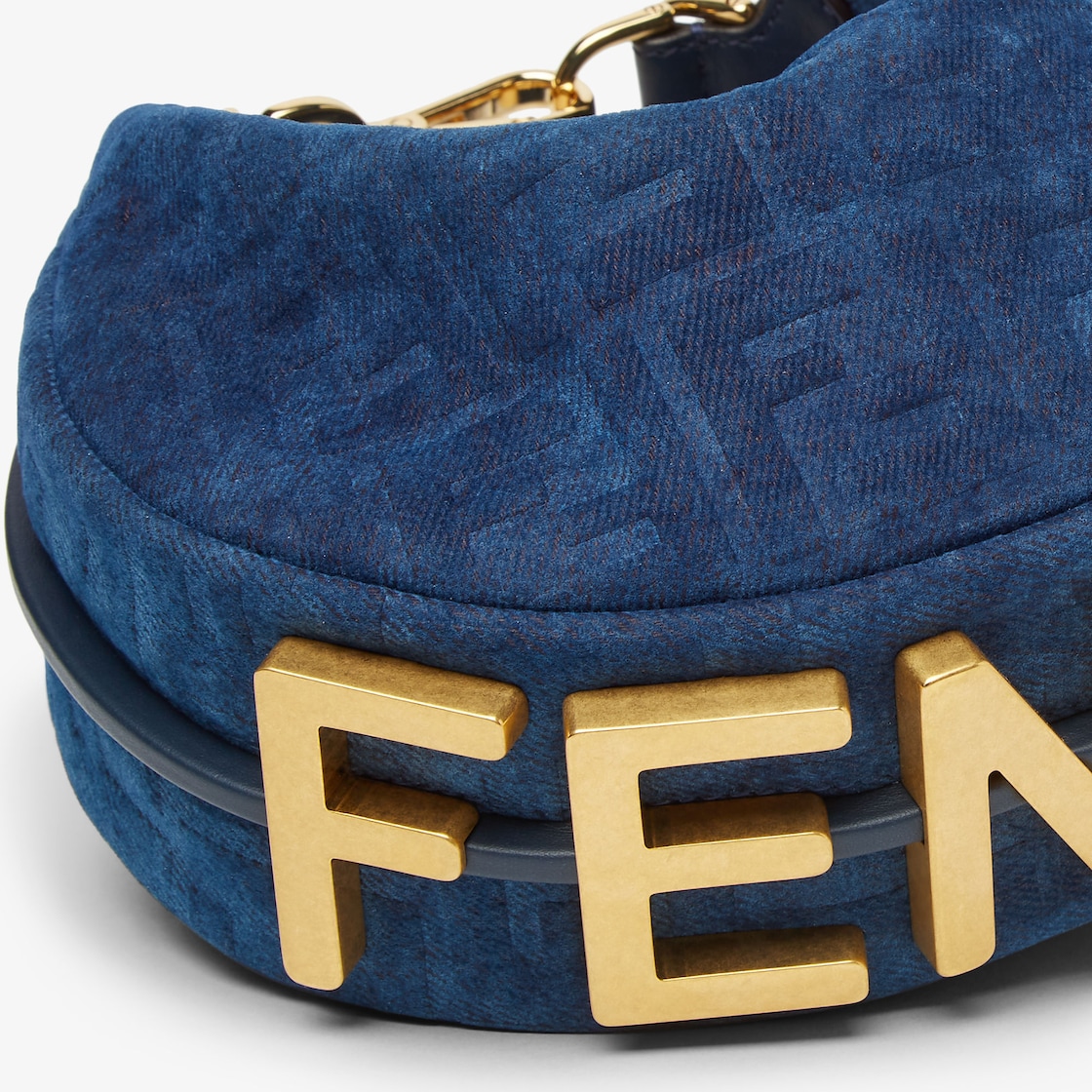 FENDI Fendigraphy Mini Blue FF denim flocked mini-bag - Image 2